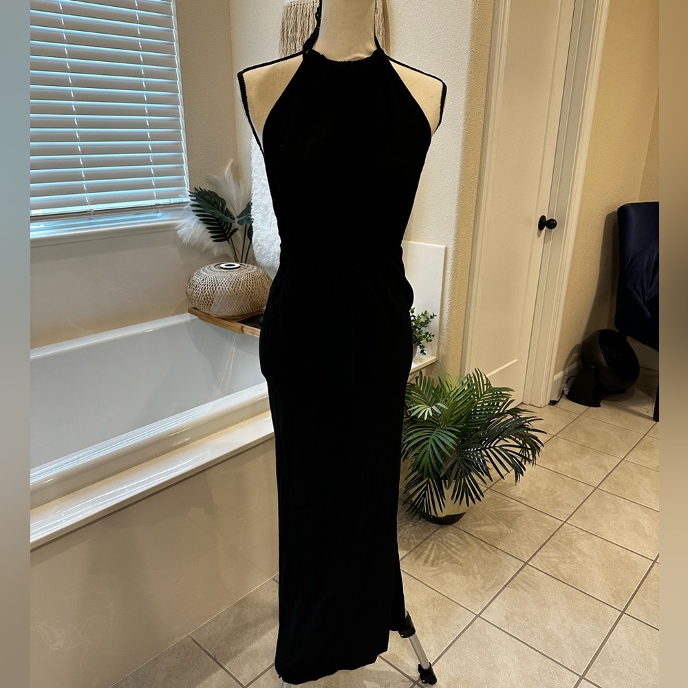 Black halter maxi dress